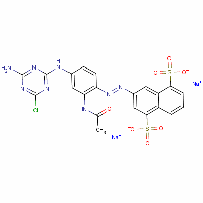 1,5-Naphthalenedisulfonic acid, 3-[[2-(acetylamino)-4-[(4-amino-6-chloro-1,3,5-triazin-2-yl)amino]phenyl]azo ]-, disodium salt Structure,4988-30-1Structure