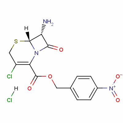 (6R-反式)-7-氨基-3-氯-8-氧代-5-硫杂-1-氮杂双环[4.2.0]辛-2-烯-2-羧酸 4-硝基苄基酯单盐酸盐结构式_53483-70-8结构式