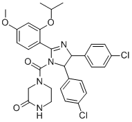 2-Piperazinone, 4-[[(4R,5S)-4,5-bis(4-chlorophenyl)-4,5-dihydro-2-[4-methoxy-2-(1-methylethoxy)phenyl]-1H-imidazol-1-yl]carbonyl]-, rel- Structure,548472-68-0Structure