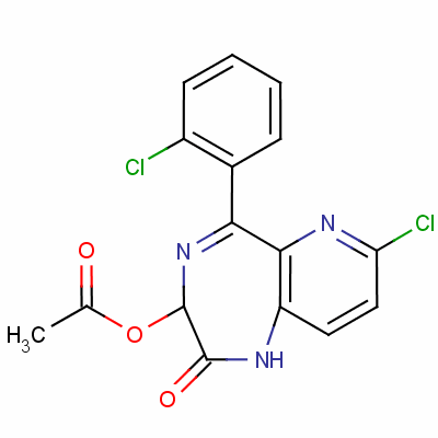 3-(Acetoxy)-7-chloro-5-(2-chlorophenyl)-1,3-dihydro-2h-pyrido[3,2-e]-1,4-diazepin-2-one Structure,57059-34-4Structure