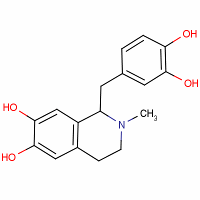 (S)-1-[(3,4-dihydroxyphenyl)methyl ]-1,2,3,4-tetrahydro-2-methylisoquinoline-6,7-diol Structure,57231-31-9Structure