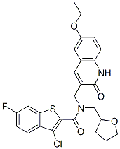 (9ci)-3-氯-n-[(6-乙氧基-1,2-二氢-2-氧代-3-喹啉)甲基]-6-氟-n-[(四氢-2-呋喃)甲基]-苯并[b]噻吩-2-羧酰胺结构式_579458-64-3结构式