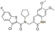 (9ci)-3-氯-n-环戊基-n-[(1,2-二氢-6,7-二甲氧基-2-氧代-3-喹啉)甲基]-6-氟-苯并[b]噻吩-2-羧酰胺结构式_579459-50-0结构式