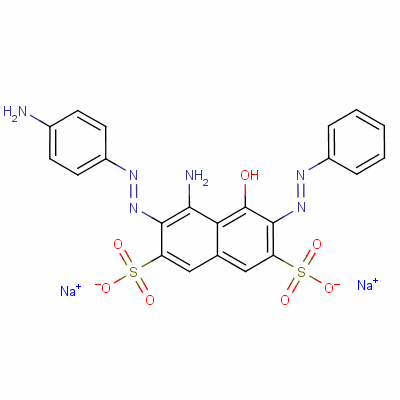 2,7-Naphthalenedisulfonic acid, 4-amino-3-[(4-aminophenyl) azo]-5-hydroxy-6-(phenylazo)-, disodium salt Structure,5850-39-5Structure