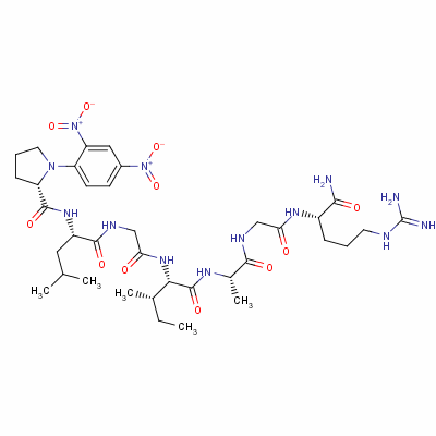 1-(2,4-二硝基苯基)-L-脯氨酰-L-亮氨酰甘氨酰-L-异亮氨酰-L-丙氨酰甘氨酰-L-精氨酰胺结构式_60643-92-7结构式