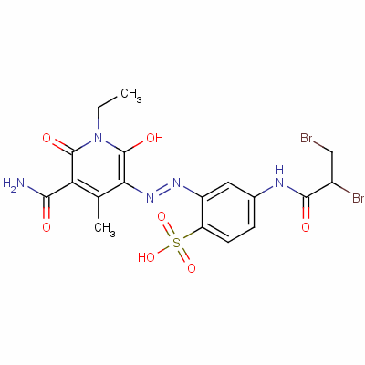 2-[[5-氨基甲酰-1-乙基-1,6-二氢-2-羟基-4-甲基-6-氧代-3-吡啶]氮杂]-4-[(2,3-二溴-1-氧代丙基)氨基]苯磺酸结构式_62546-04-7结构式