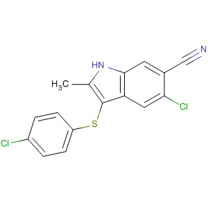 5-氯-3-[(4-氯苯基)硫代]-2-甲基-1H-吲哚-6-甲腈结构式_628736-09-4结构式