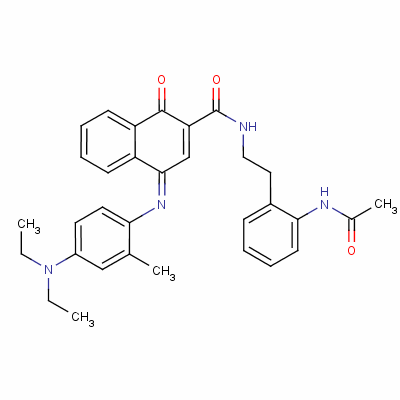 N-[2-[2-(乙酰基氨基)苯基]乙基]-4-[[4-(二乙基氨基)-2-甲基苯基]亚氨基]-1,4-二氢-1-氧代萘-2-羧酰胺结构式_63059-58-5结构式