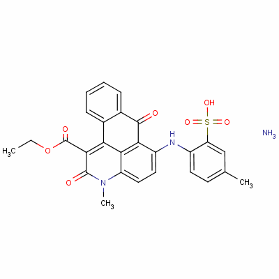 2,7-二氢-3-甲基-6-[(4-甲基-2-磺酸基苯基)氨基]-2,7-二氧代-3H-二苯并[f,ij]异喹啉-1-羧酸乙酯铵盐结构式_63149-14-4结构式