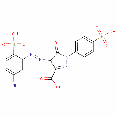 4-[(5-氨基-2-磺基苯基)偶氮]-4,5-二氢-5-氧代-1-(4-磺基苯基)-1H-吡唑-3-羧酸结构式_63400-64-6结构式