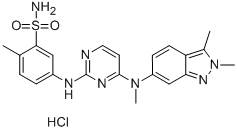 5-[[4-[(2,3-二甲基-2H-吲唑-6-基)(甲基)氨基]嘧啶-2-基]氨基]-2-甲基苯磺酰胺盐酸盐结构式_635702-64-6结构式
