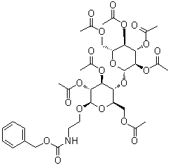 [2-[[2,3,6-三-O-乙酰基-4-O-(2,3,4,6-四-O-乙酰基-BETA-D-吡喃葡萄糖基)-BETA-D-吡喃葡萄糖基]氧基]乙基]氨基甲酸苄酯结构式_64448-40-4结构式