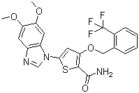 5-(5,6-二甲氧基-1H-苯并咪唑-1-基)-3-[[2-(三氟甲基)苯基]甲氧基]-2-噻吩羧胺结构式_660868-91-7结构式