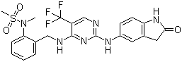 N-甲基-N-[2-[[[2-[(2-氧代-2,3-二氢-1H-吲哚-5-基)氨基]-5-三氟甲基嘧啶-4-基]氨基]甲基]苯基]甲磺酰胺结构式_717906-29-1结构式