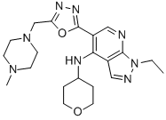 1-乙基-5-[5-[(4-甲基-1-哌嗪)甲基]-1,3,4-噁二唑-2-基]-N-(四氢-2H-吡喃-4-基)-1H-吡唑并[3,4-b]吡啶-4-胺结构式_720703-73-1结构式