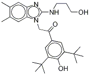 1-[3,5-双(1,1-二甲基乙基)-4-羟基苯基]-2-[2-[(3-羟基丙基)氨基]-5,6-二甲基-1H-苯并咪唑-1-基]-乙酮结构式_758679-97-9结构式