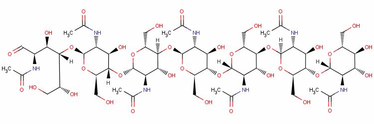 N-[(2S,3R,4R,5S,6R)-5-[(2S,3R,4R,5S,6R)-3-乙酰氨基-5-[(2S,3R,4R,5S,6R)-3-乙酰氨基-5-[(2S,3R,4R,5S,6R)-3-乙酰氨基-4,5-二羟基-6-(羟基甲基)四氢吡喃-2-基]氧基-4-羟基-6-(羟基甲基)四氢吡喃-2-基]氧基-4-羟基-结构式_79127-58-5结构式