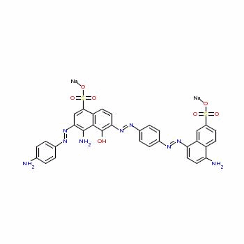 1-Naphthalenesulfonic acid, 4-amino-3-[(4-aminophenyl) azo]-6-[[4-[[4-amino-6(or 7)-sulfo-1-naphthalenyl]azo] phenyl]azo]-5-hydroxy-, disodium salt Structure,8003-79-0Structure