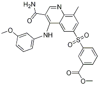 Methyl 3-(3-carbamoyl-4-(3-methoxyphenylamino)-8-methylquinolin-6-ylsulfonyl)benzoate Structure,801311-24-0Structure