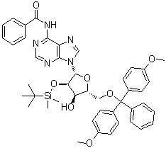 N-(9-((2r,3r,4r,5r)-5-((双(4-甲氧基苯基)(苯基)甲氧基)甲基)-3-((叔丁基二甲基甲硅烷基)氧基)-4-羟基四氢呋喃-2-基)-9h-嘌呤-6-基)苯甲酰胺结构式_81265-93-2结构式