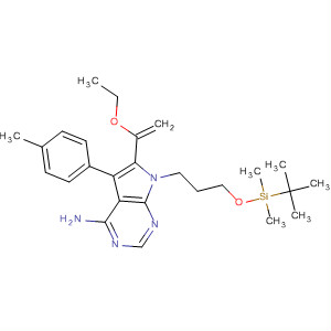 7-[3-[[(1,1-二甲基乙基)二甲基甲硅烷基]氧基]丙基]-6-(1-乙氧基乙烯)-5-(4-甲基苯基)-7H-吡咯并[2,3-d]嘧啶-4-胺结构式_821794-86-9结构式
