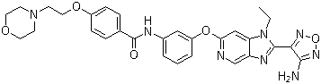 N-[3-[[2-(4-氨基呋喃-3-基)-1-乙基-1H-咪唑并[4,5-c]吡啶-6-基]氧基]苯基]-4-[[2-(4-吗啉基)乙基]氧基]苯胺结构式_850664-21-0结构式