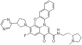 2-(4-((R)-1-甲基吡咯烷-2-基)丁酰基)-6-(3-(吡嗪-2-基)吡咯烷-1-基)-3H-苯并[b]吡啶并[3,2,1-kl]苯噁嗪-3-酮结构式_865311-47-3结构式