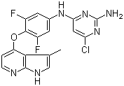 6-氯-N4-[3,5-二氟-4-[(3-甲基-1H-吡咯并[2,3-B]吡啶-4-基)氧基]苯基]嘧啶-2,4-二胺结构式_867017-68-3结构式