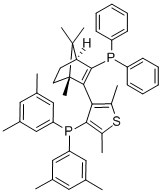 (+)-{4-[(1R,4S)-3-(二苯基膦基)-1,7,7-三甲基二环[2.2.1]庚-2-烯-2-基]-2,5-二甲基-3-噻吩并-3-基}二(3,5-二甲基苯基)膦结构式_868851-50-7结构式