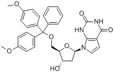 7-{5-O-[二(4-甲氧基苯基)(苯基)甲基]-2-脱氧-beta-D-苏式-呋喃戊糖基}-1H-吡咯并[2,3-d]嘧啶-2,4(3H,7H)-二酮结构式_869355-16-8结构式