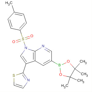 1-[(4-甲基苯基)磺酰基]-5-(4,4,5,5-四甲基-1,3,2-二噁硼烷-2-基)-3-(2-噻唑)-1H-吡咯并[2,3-B]吡啶结构式_875639-26-2结构式