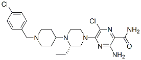 2-Pyrazinecarboxamide, 3-amino-6-chloro-5-[(3S)-4-[1-[(4-chlorophenyl)methyl]-4-piperidinyl]-3-ethyl-1-piperazinyl]- Structure,906805-42-3Structure