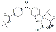 2-硼-5-[[4-[(1,1-二甲基乙氧基)羰基]-1-哌嗪基]羰基]-1H-吲哚-1-羧酸-1-(1,1-二甲基乙基)酯结构式_913388-55-3结构式