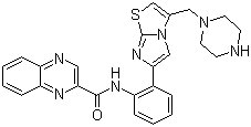 N-[2-[3-(1-哌嗪甲基)咪唑并[2,1-b]噻唑-6-基]苯基]-2-喹噁啉羧酰胺结构式_925434-55-5结构式