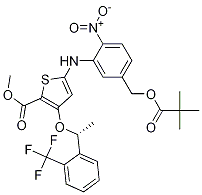 (R)-5-(2-硝基-5-(特戊酰氧基甲基)苯基氨基)-3-(1-(2-(三氟甲基)苯基)乙氧基)噻吩-2-羧酸甲酯结构式_929095-36-3结构式