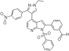 3-(4-(1-乙基-3-(4-硝基苯基)-1H-吡唑-4-基)-1-(苯基磺酰基)-1H-吡咯并[2,3-b]吡啶-2-基)苯甲醛结构式_942920-00-5结构式