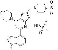 Thieno[3,2-d]pyrimidine, 2-(1H-indazol-4-yl)-6-[[4-(methylsulfonyl)-1-piperazinyl]methyl]-4-(4-morpholinyl)- Structure,957054-50-1Structure