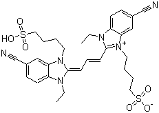 5-Cyano-2-[3-[5-cyano-1-ethyl-1,3-dihydro-3-(4-sulfobutyl)-2h-benzimidazol-2-ylidene]-1-propen-1-yl]-1-ethyl-3-(4-sulfobutyl)-1h-benzimidazolium inner salt Structure,97631-91-9Structure