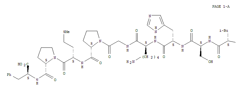 L-谷氨酰胺酰-L-精氨酰-L-脯氨酰-L-精氨酰-L-亮氨酰-L-丝氨酰-L-组氨酰-L-赖氨酰甘氨酰-L-脯氨酰-L-蛋氨酰脯氨酰-L-苯丙氨酸结构式_217082-58-1结构式