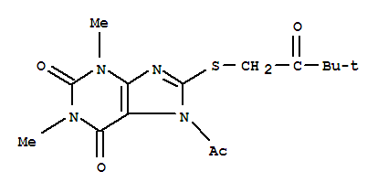 1H-purine-2,6-dione,7-acetyl -8-[(3,3-dimethyl -2-oxobutyl )thio]-3,7-dihydro-1,3-dimethyl - Structure,298193-00-7Structure