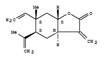 (3Ar,7aβ)-3aα,4,5,6,7,7a-六氢-6-甲基-3-亚甲基-5b-(1-甲基乙烯基)-6a-乙烯基苯并呋喃-2(3h)-酮结构式_31002-16-1结构式