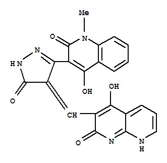 (9ci)-3-[[3-(1,2-二氢-4-羟基-1-甲基-2-氧代-3-喹啉)-1,5-二氢-5-氧代-4H-吡唑-4-基]甲基]-4-羟基-1,8-萘啶-2(1h)-酮结构式_329731-87-5结构式