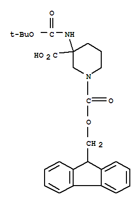 3-Boc-氨基-1-Fmoc-哌啶-3-羧酸结构式_368866-19-7结构式