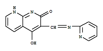 (9Ci)-4-羟基-3-[(2-吡啶亚氨基)甲基]-1,8-萘啶-2(1H)-酮结构式_392314-04-4结构式