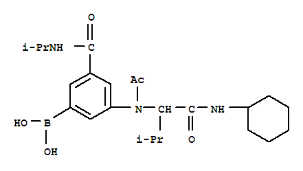 (9ci)-[3-[乙酰基[1-[(环己基氨基)羰基]-2-甲基丙基]氨基]-5-[[(1-甲基乙基)氨基]羰基]苯基]-硼酸结构式_397843-94-6结构式