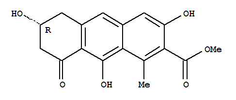 (-)-5,6,7,8-四氢-3,6,9-三羟基-1-甲基-8-氧代-2-蒽羧酸甲酯结构式_53254-81-2结构式