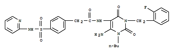  n-[6-氨基-1-丁基-3-[(2-氟苯基)甲基]-1,2,3,4-四氢-2,4-二氧代-5-嘧啶]-4-[(2-吡啶氨基)磺酰基]-苯乙酰胺结构式_748149-28-2结构式