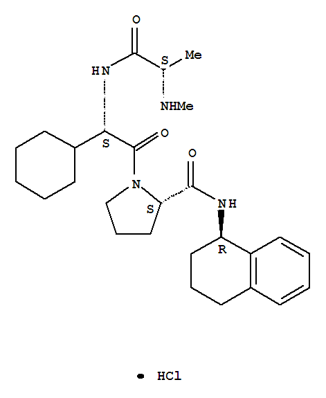 N-甲基-L-丙氨酰-(2S)-2-环己基氨基乙酰基-N-[(1R)-1,2,3,4-四氢-1-萘基]-L-脯氨酰胺盐酸盐结构式_762274-58-8结构式