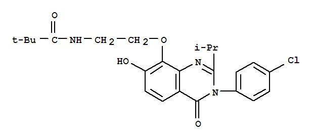 n-[2-[[3-(4-氯苯基)-3,4-二氢-7-羟基-2-(1-甲基乙基)-4-氧代-8-喹唑啉yl]氧基]乙基]-2,2-二甲基丙酰胺结构式_871814-70-9结构式