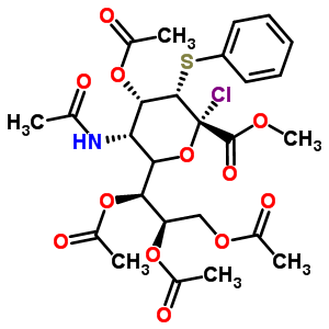 5-(Acetylamino)-2-chloro-2,5-dideoxy-3-s-phenyl-3-thio-d-erythro-alpha-l-gluco-2-nonulopyranosonic acid methyl ester 4,7,8,9-tetraacetate Structure,120104-58-7Structure